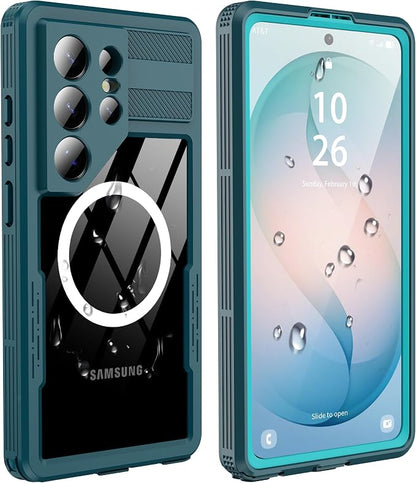 GOLDJU for Samsung Galaxy S26 Ultra Case Waterproof, S26 Ultra Case with Built-in Screen & Lens Protector, Shockproof Full Body Protection Phone Case, Compatible with MagSafe/Wireless Charging, Blue