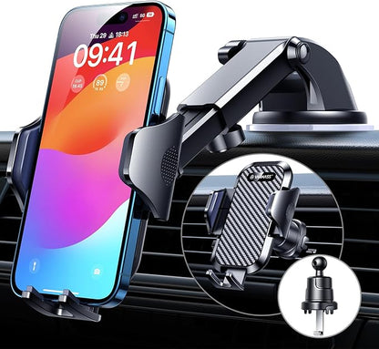 VANMASS [Longest Lasting] True Military-Grade Car Phone Holder Strongest Suction & Clip Cell Mount Dashboard Windshield Vent Automobile Cradle Truck Accessories for iPhone 16 15 Pro Max 14 13 Android