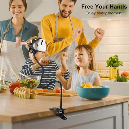 Gooseneck Phone Holder for Bed, [Upgrade Metal Stable] Flexible Gooseneck Long Arm Phone Mount for Desk with 360° Adjustable Clamp Clip Overhead Bedside Phone Stand, for All 4-7” Cellphone