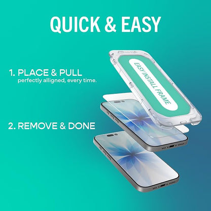 Smartish® iPhone Air Screen Protector + Camera Lens Covers - Tuff Sheet - 2-Pack Tempered Glass 9H Easy Install Frame Case-Friendly - Dynamic Island for Apple iPhone Air - Clear 2-Pack