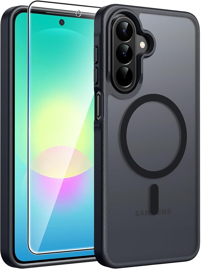 FNTCASE for Galaxy A27 5G Phone Case, Fit for Magsafe, Screen Protector | Translucent Matte, 14FT Military Grade Drop Protection, Slim Shockproof Protective, for Samsung A 27 4G Cover, Black