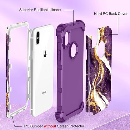 Hocase for iPhone Xs Max Case, Heavy Duty Shockproof Protection Soft Silicone Rubber+Hard Plastic Bumpers Hybrid Protective Case for iPhone Xs Max (6.5") 2018 - Midnight Purple