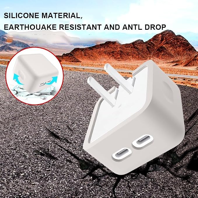 Silicone Protective Case Cover for Apple 35W Double USB-C Power Adapter,Shockproof Drop-Resistant Dust-Proof All-Round Protection Skin Shell (White)
