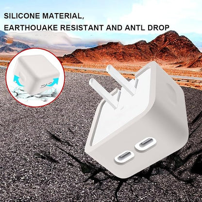 Silicone Protective Case Cover for Apple 35W Double USB-C Power Adapter,Shockproof Drop-Resistant Dust-Proof All-Round Protection Skin Shell (White)