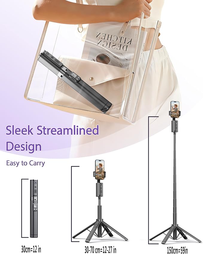 Auto Face Tracking Tripod 360 Rotation with Light, Phone Tripod Stand with Remote Follow Your Movement, for Android Phone Selfie Stick for Content Creators Vlog (Black)