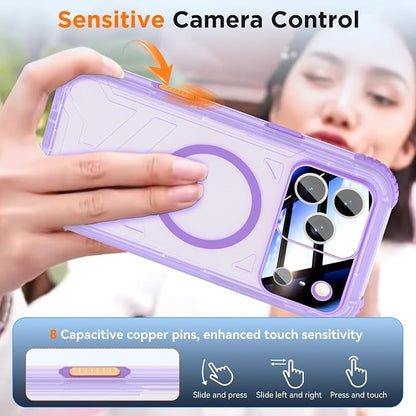 WIFORT for iPhone 17 Pro Max Waterproof Case, [Fit for Magsafe] with Sapphire Lens & Screen Protector, IP68 Full Body 15FT Military Shockproof, Magnetic Frosted Phone Cover with Lanyard, 6.9" Purple