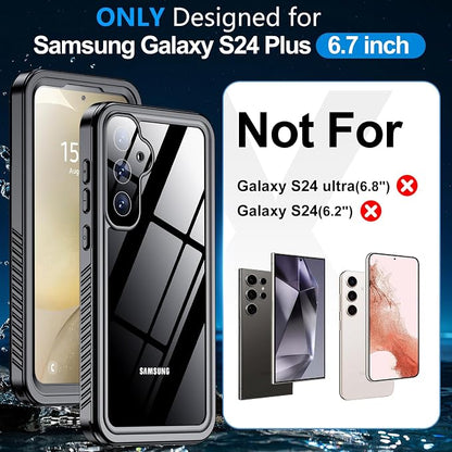 MOZOTER for Samsung Galaxy S24 Plus Case Waterproof,[IPX8 Underwater Case][Full Body Shockproof & Military Dropproof] Clear Sound Quality Built-in Screen Protector for Samsung S24 Plus 6.7 inch-Black