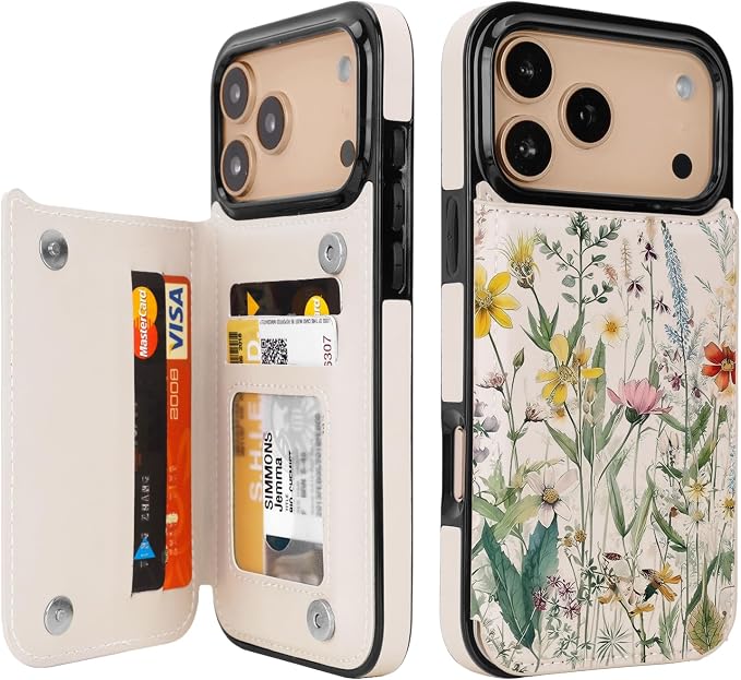 uCOLOR for iPhone 17 Pro Max Wallet Case with Card Holder PU Leather RFID Blocking Design iPhone 17 Pro Max flip case for Women Men Magnetic Clasp Kickstand Design 6.9 inch (Desert Flowers)