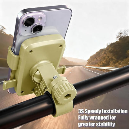 Motorcycle Bike Phone Mount, Bike Cell Phone Holder Clip, Bicycle Scooter Handlebar Clamp, for iPhone 17 16 15 14 Pro Max, Galaxy S25 S24 Ultra, 4.7-7" Phones, White