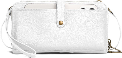 befen Leather Wristlet Wallet for Women Cell Phone Purse with Built in Wallet Vintage Leather Crossdody Bag Clutch Purse