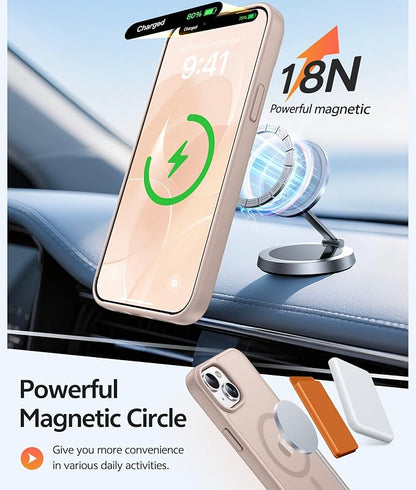 FNTCASE for iPhone 15 Plus Case: for iPhone 14 Plus Case [Compatible with Magsafe] Translucent Matte Cases with [Screen Protector] Military Grade Shockproof Protective Phone Cover - Desert Gold