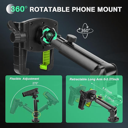 Hikeen Kayak Phone Holder, 360°Adjustable Phone Holder with Long Arm, Kayak Fishing Accessories, Kayak Phone Mount Compatible with Smartphone from 4''-7''