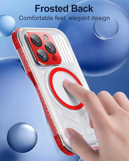 for iPhone 15 Pro Waterproof Case with Magsafe, Built-in [Camera & Screen Protector] [Lanyard], IP68 Water Proof Full Body Dustproof Heavy Duty Frosted Protective Phone Cover, 6.1" Red