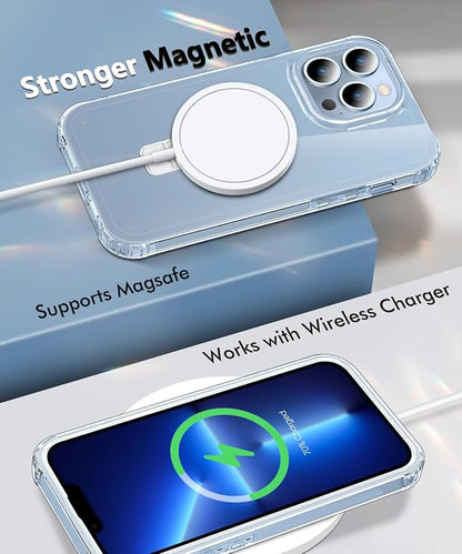 for iPhone 13 Pro Case, with Screen Protector + Camera Lens Protector, Built-in Seamless Stand, [Compatible with MagSafe] Protective Shockproof Phone Case, Cover for iPhone 13Pro - Clear