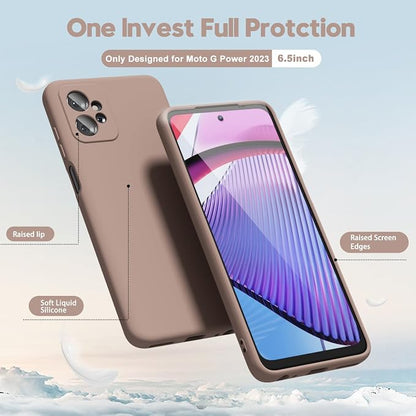 oakxco for Motorola Moto G Power 5G 2023 Phone Case Liquid Silicone, Thin Slim Soft Rubber Gel TPU Plain Simple Cover for Women Girl Cute, Matte Solid Color, Brown