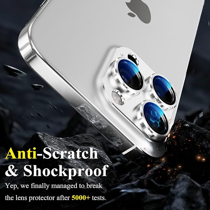 YWXTW for iPhone 16 Pro/iPhone 16 Pro Max Camera Lens Protector, [1:1 Perfect Fit] Matte Metal Anti Scratch Tempered Glass Camera Screen Protector Accessories, Case Friendly (White Titanium)