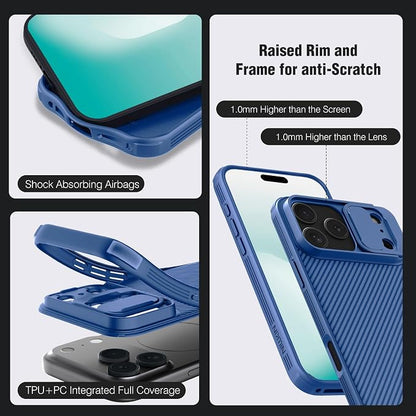 Nillkin Camshield Case for iPhone 17 Pro Max Case, [Built-in Dual Camera Cover][Slim Profile] [Military Grade Drop Protection] Shockproof Bumper Phone Case 6.9 inch 2025 Blue