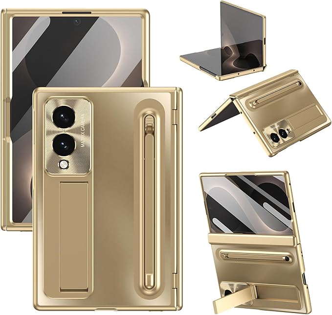 Case for Samsung Galaxy Z Fold 8 Wide, with Kickstand (Gold) | Stulys, Screen Protector, Shockproof, Slim, Anti-fingerprint, Scratch-Resistant, Lens protection, Hands-free viewing