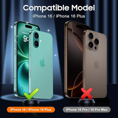 UniqueMe for 3 Pack iPhone 16 / iPhone 16 Plus/iPhone 17 Camera Lens Protector - [Drop Protection] [Case Friendly] 9H Tempered Glass Camera Cover Screen [Update New Version]