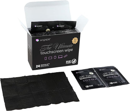 Wipex Ultimate Touch Screen Electronic Wipes - 24 Pack of Plant-Based Computer Cleaning Wipes for Screen and Keyboard - Large Laptop Screen Wipes for Electronics (5.9"x4.9") 12 Pack Bulk Case