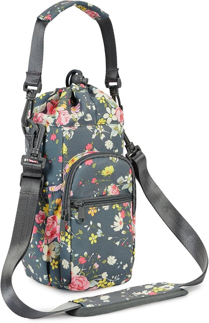 sportsnew Water Bottle Holder with Strap 32oz 40oz Insulated Water Bottle Carrier Sling Bag with Phone Pocket Crossbody