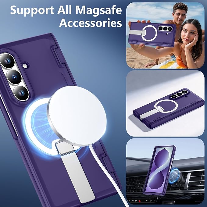 For Samsung Galaxy Z Fold 8 Ultra Case with Kickstand & Screen Protector | MagSafe-Compatible,Military Grade Drop Tested Non-Slip Slim Shockproof Case for Samsung Z Fold 8 Ultra-Roland Purple