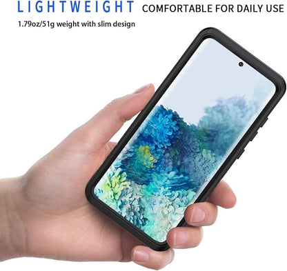 Lanhiem for Samsung Galaxy S20 Case (Not for Plus or Ultra), IP68 Waterproof Dustproof Case with Built-in Screen Protector, Heavy Duty Full Body Protective Cover for Galaxy S20 5G, Black/Clear