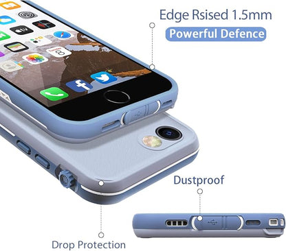 for iPhone 8/7 /SE 2020 Waterproof Case Cover Built-in Screen Protector Fully Sealed Life Shockproof Snowproof Underwater Protective Cases for iPhone 8 7 SE 2020 4.7" (ClovePurple)