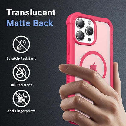 jaroco Magnetic for iPhone 13 Pro Case, [Compatible with MagSafe][Military Grade Drop Protection][Heavy Duty Protection][Non-Slip][Shockproof] 2-Layer Durable Bumper Phone Case 6.1''-Rose
