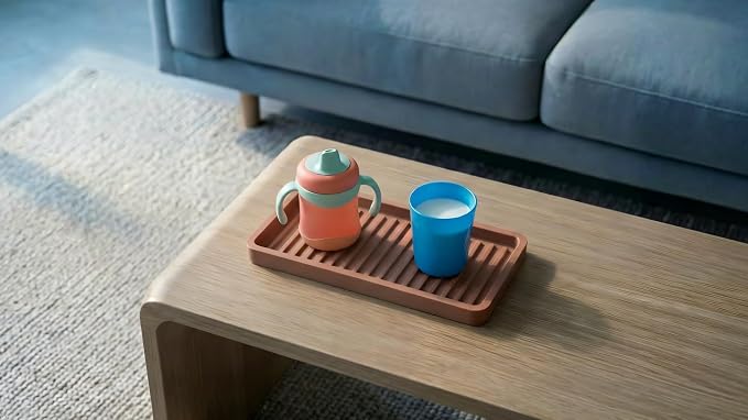 Happitasa Silicone Kitchen Sink Organizer Tray, Sponge Holder and Countertop Protector | Bathroom and Kitchen Soap Dish and Dispenser Tray (Mocha, 9"x3.5", 5.6 Ounces)