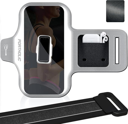 PORTHOLIC 2025 Running Armband Water Resistant Sports Phone Holder Case with Extension Strap, Key Card Slot Up to 6.9" Phone for iPhone 17/16/15/14/13 Plus Air Pro Max XR/XS, Galaxy S25/24/S10