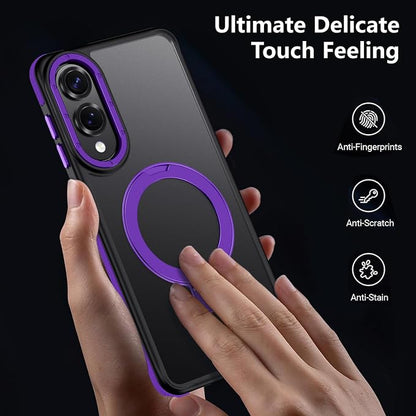 for Samsung Galaxy S25 Edge Case, Magnetic Adjustable Ring Stand [Fit for Magsafe], [Military-Grade Shockproof Protection] Phone Case with Kickstand&Ring Holder (Purple)