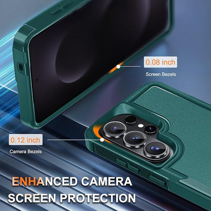 for Samsung Galaxy S26 Ultra Case with Screen Protector+Camera Lens Cover,Military Grade Heavy Duty Shockproof Phone Cover with Wrist Lanyard Strap for Samsung S26Ultra,Dark Green
