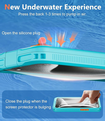 Underwater Phone Case for Snorkeling, [IP68 Waterproof] [Sensitive Inflated Touchscreen] [Precise Buttons], Only for 6.7" iPhone 15/14/13/12 Pro Max, iPhone 16/15/14 Plus, Teal
