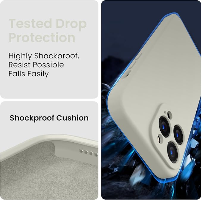 FireNova Designed for iPhone 13 Pro Max Case, Silicone [Camera Protection] Phone Case, Soft Anti-Scratch Microfiber Lining Inside, 6.7 inch, Stone