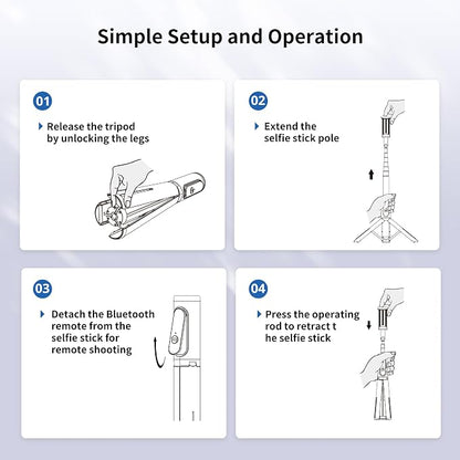 ATUMTEK Selfie Stick Tripod, 3-in-1 Extendable Aluminum Phone Tripod with Detachable Bluetooth Remote, Compatible with iPhone 17/16/15/14/13/12/11/11 Pro/XS Max/XR and Samsung Smartphones, Red