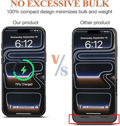 Battery Case for iPhone 17 Pro , 10000mAh Protective Charging Case with Wireless Charging Compatible with iPhone 17 Pro (6.3 inch) Rechargeable Extended Battery Pack Charger Case with Carplay (Black)