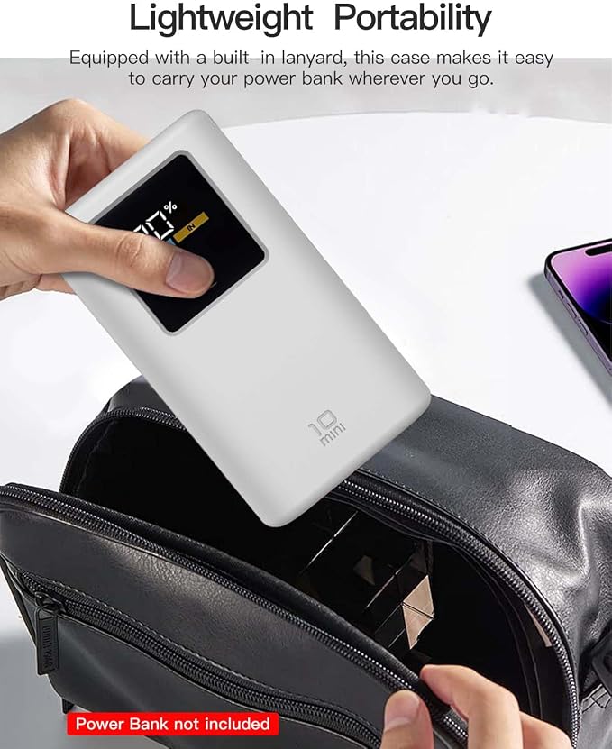 Silicone Case for CUKTECH 10 Mini Power Bank (10000mAh 55W) Full-Body Protective Cover for CUKTECH 10 Mini Portable Charger,Precise Port Cutouts (Case Only) Grey