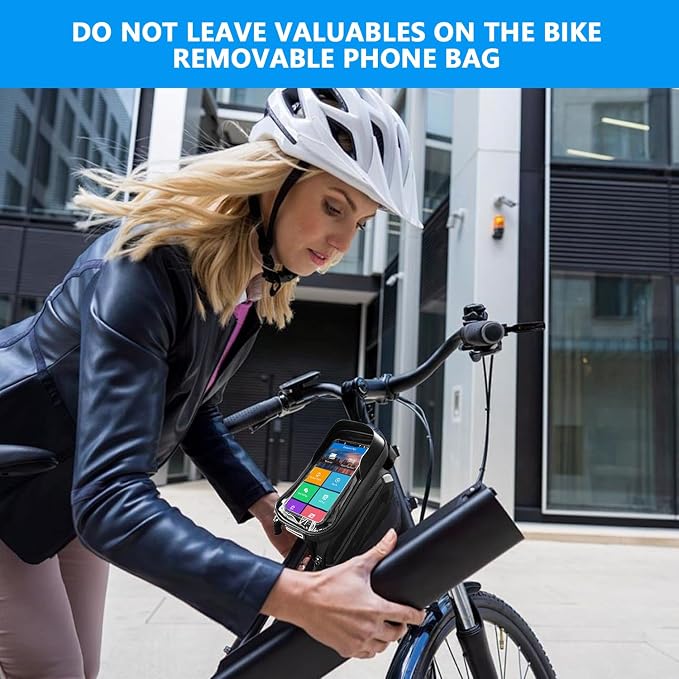 Bike Frame Bag - 2.73L Detachable Touchscreen Pouch with EVA Hardcase & 360 Swivel, Waterproof Top Tube Bike Bag/Handlebar Mount for iPhone/Samsung up to 7" - MTB/Road/Ebike Accessories