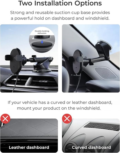iOttie Auto Sense 2 Dash & Windshield Car Phone Holder with Qi Wireless Charging – Auto Clamping Phone Mount & Charger for iPhone, Google Pixel, Samsung Galaxy, Huawei, LG (Adapter Not Included)