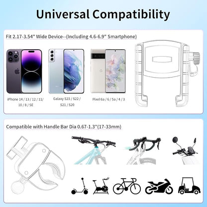 Bike Phone Mount Holder, [Camera Friendly] Motorcycle Phone Mount for Electric Scooter, Mountain, Dirt Bike and Motorcycle - 360° Rotate Suitable for iPhone & Android Smartphones from 4.5-7.0 inches