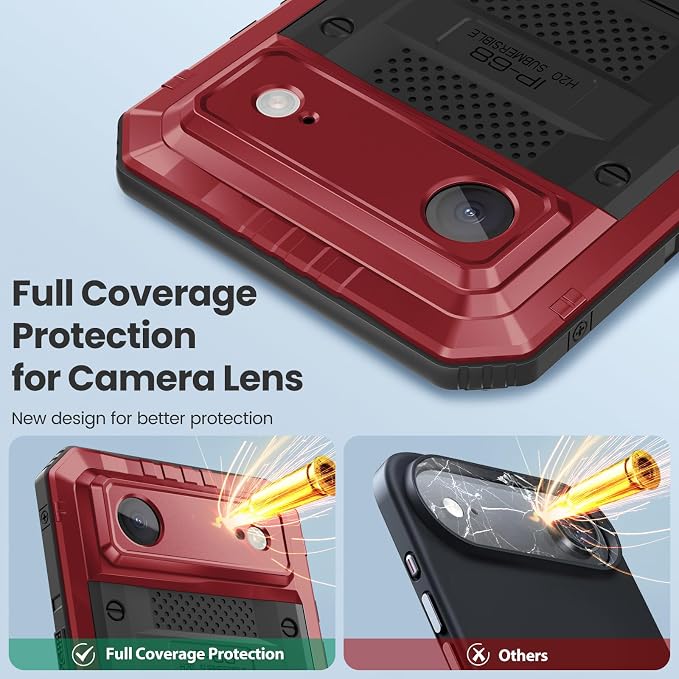 Mitywah Waterproof Case for iPhone Air, Military Grade Rugged Metal Case with Built-in Screen Protector, Heavy Duty Full Body Shockproof Protective Cover for 17 Air 6.5 inch, Red