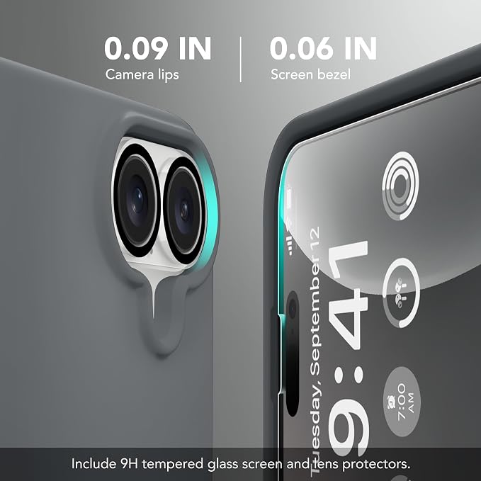 GONEZ Magnetic for iPhone 17 Case, Compatible with MagSafe, [Screen Protector + Camera Lens Protector], Liquid Silicone Anti-Scratch Shockproof Protective Phone Case 6.3 inch, Dark Grey