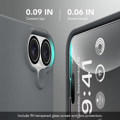 GONEZ Magnetic for iPhone 17 Case, Compatible with MagSafe, [Screen Protector + Camera Lens Protector], Liquid Silicone Anti-Scratch Shockproof Protective Phone Case 6.3 inch, Dark Grey