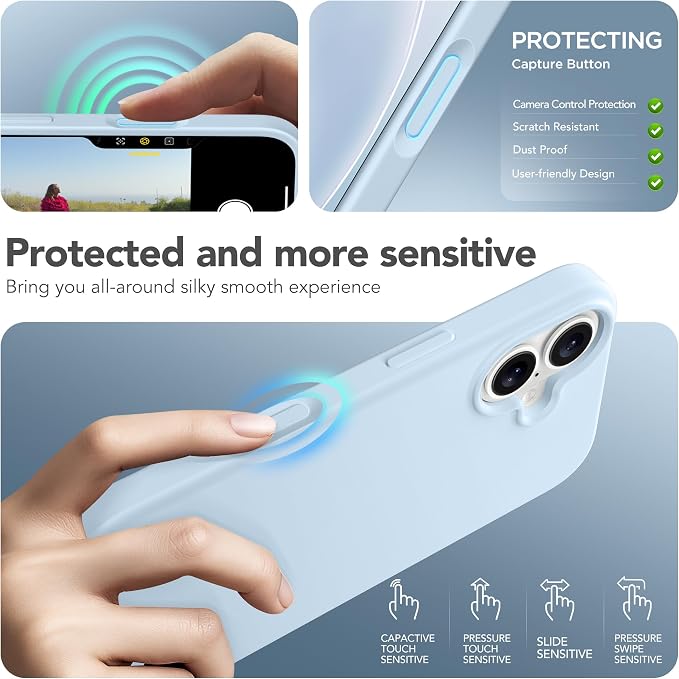 GONEZ Magnetic for iPhone 17 Case, Compatible with MagSafe, [Screen Protector + Camera Lens Protector], Liquid Silicone Anti-Scratch Shockproof Protective Phone Case 6.3 inch, Blue