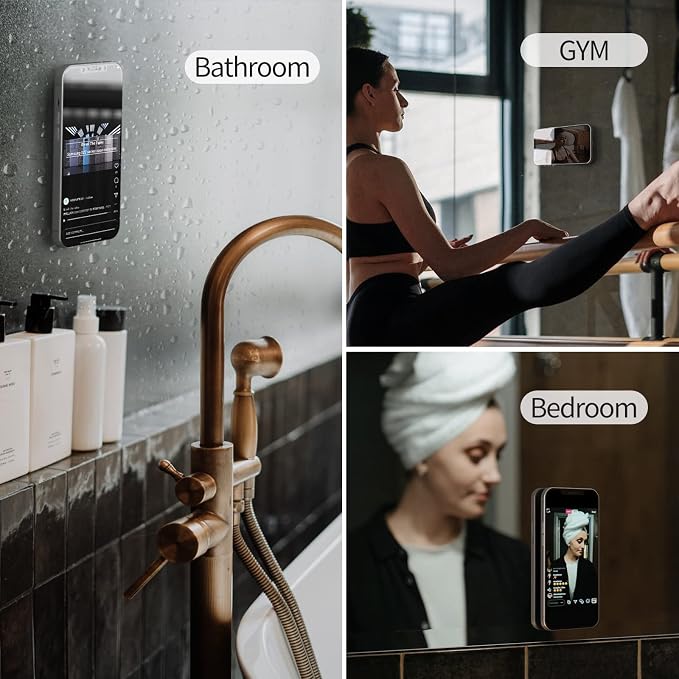 Nillkin Magsafe Wall Mount Magnetic Shower Phone Holder Waterproof, 2 Pack SnapHold Magnetic Sticker for iPhone 16 15 14 Series, Gym Magnetic Phone Holder, Magsafe Mount for Bathroom - Leather Version