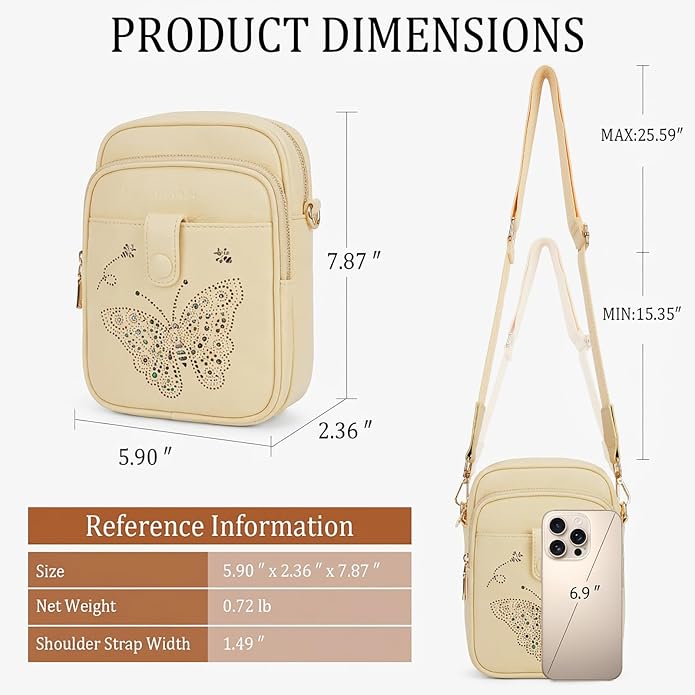 KITEVIUN Crossbody Bags for Women Leather Crossbody Purse Small Shoulder Phone Purse with Adjustable Strap & RFID Card Slots