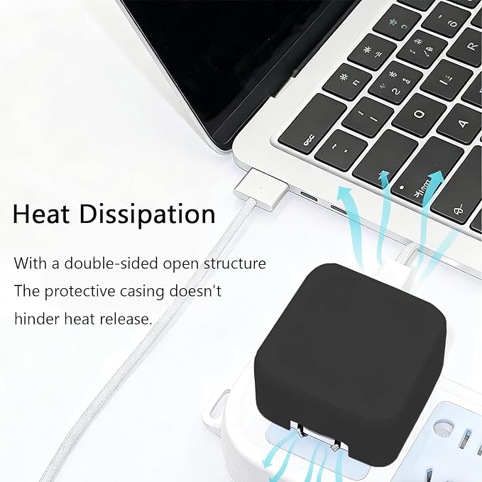 40W Soft Silicone Charger Sleeve Case Protective Cover for Apple 40W Power Adapter & 60W Max Charger, with iPhone 17/16/15, MacBook Air 13/13.6/15, Apple Watch Accessories. Black