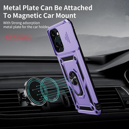 Weycolor for Moto G Stylus 2025 Case with Camera Lens Cover, HD Screen Protector, 10 FT Military Grade Drop Protection, Magnetic Ring Holder Kickstand Protective Phone Case, Lavender