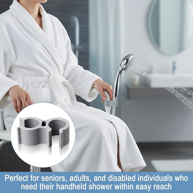 3 Pcs Silicone Shower Head Holder, Universal Shower Hose Holder for Chair, Showerhead Holders for Elderly Disabled Users, Bath Tub Hose Attachment Handicap Showers Accessories(Gray)